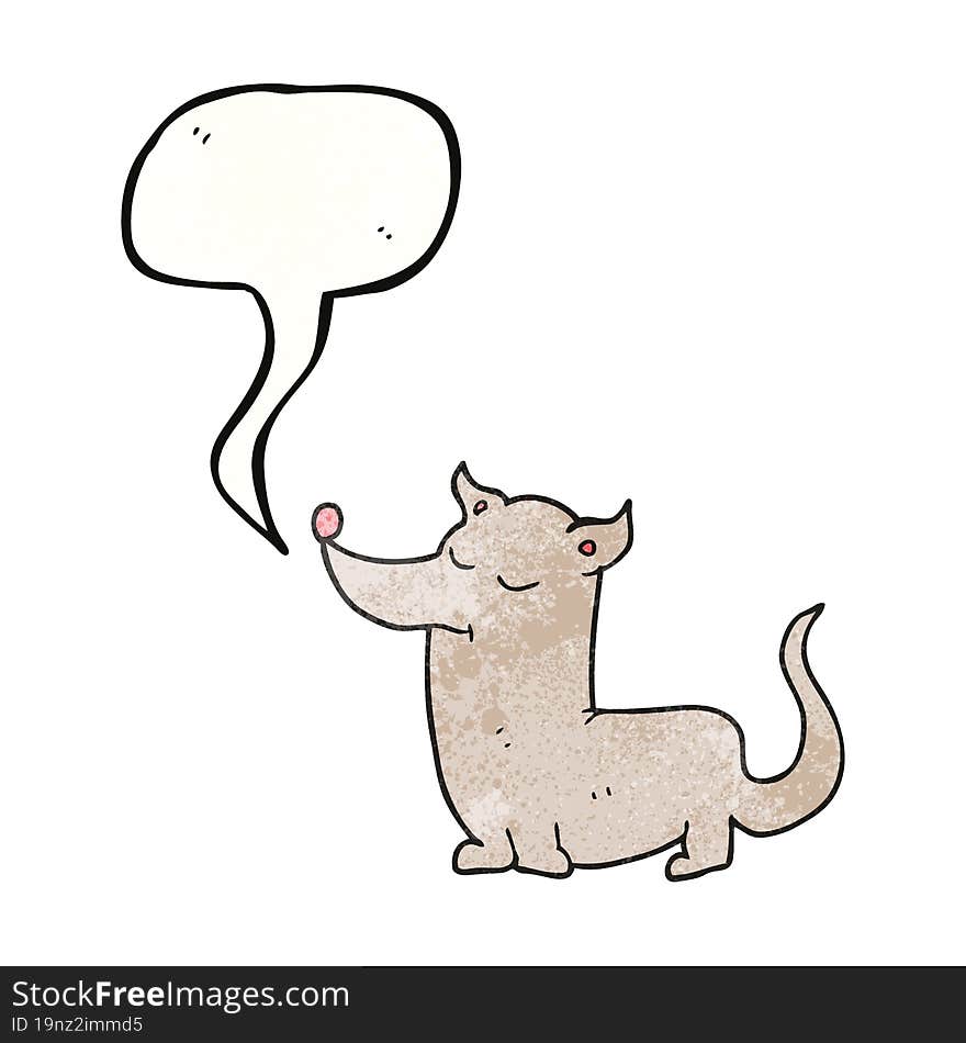 freehand speech bubble textured cartoon little dog