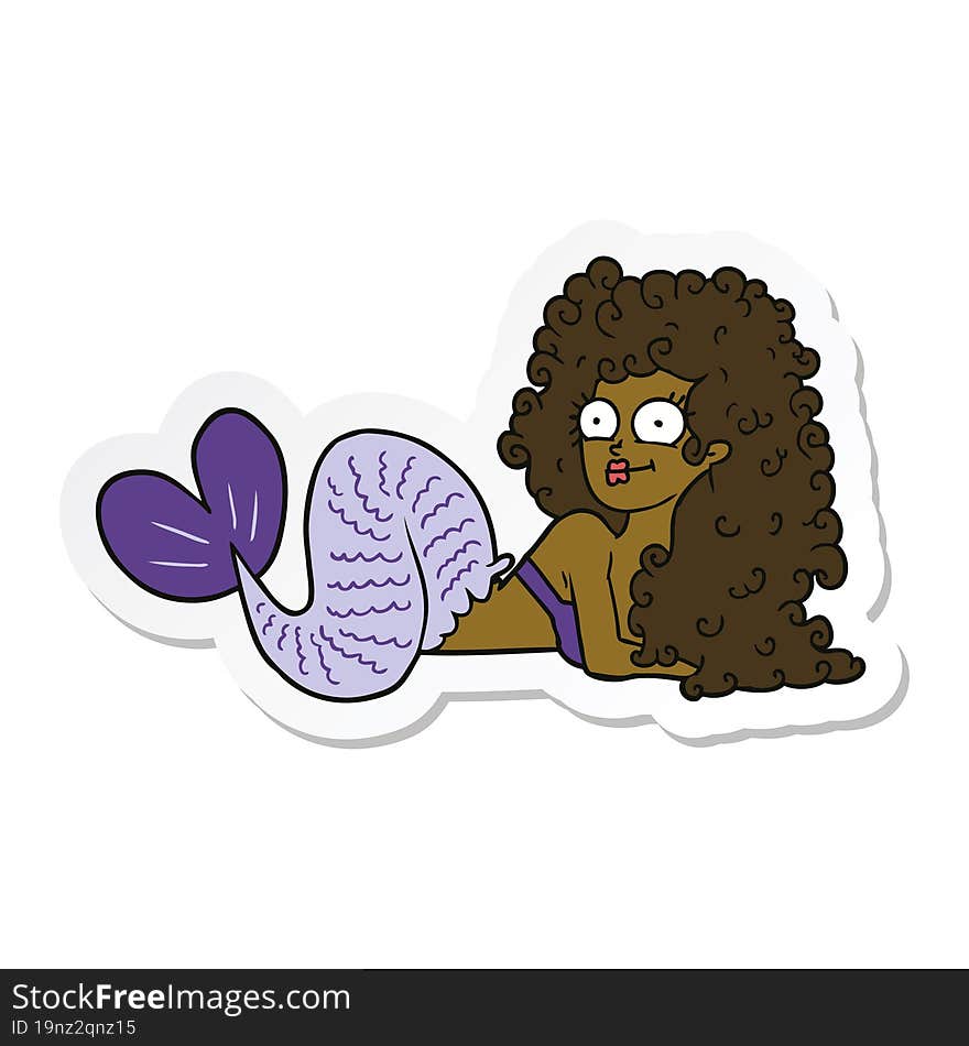 sticker of a cartoon mermaid