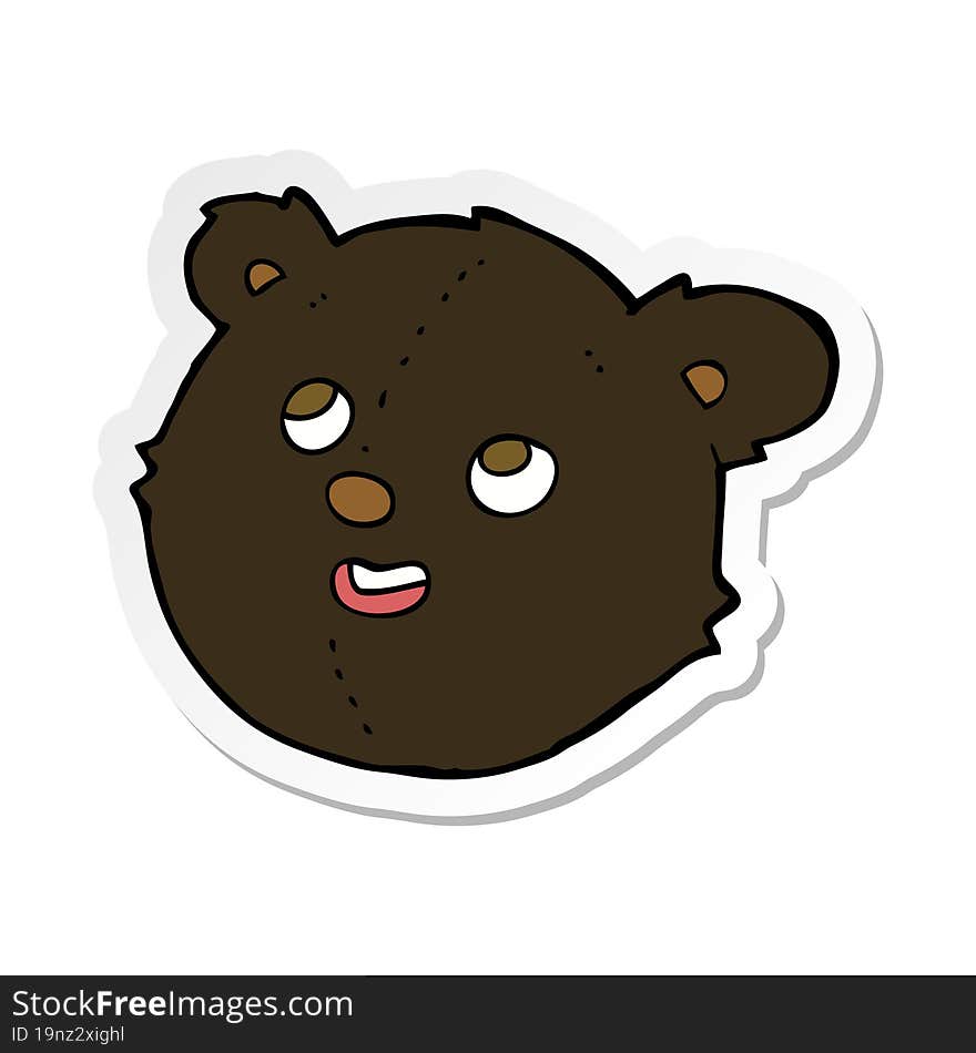 sticker of a cartoon black bear face