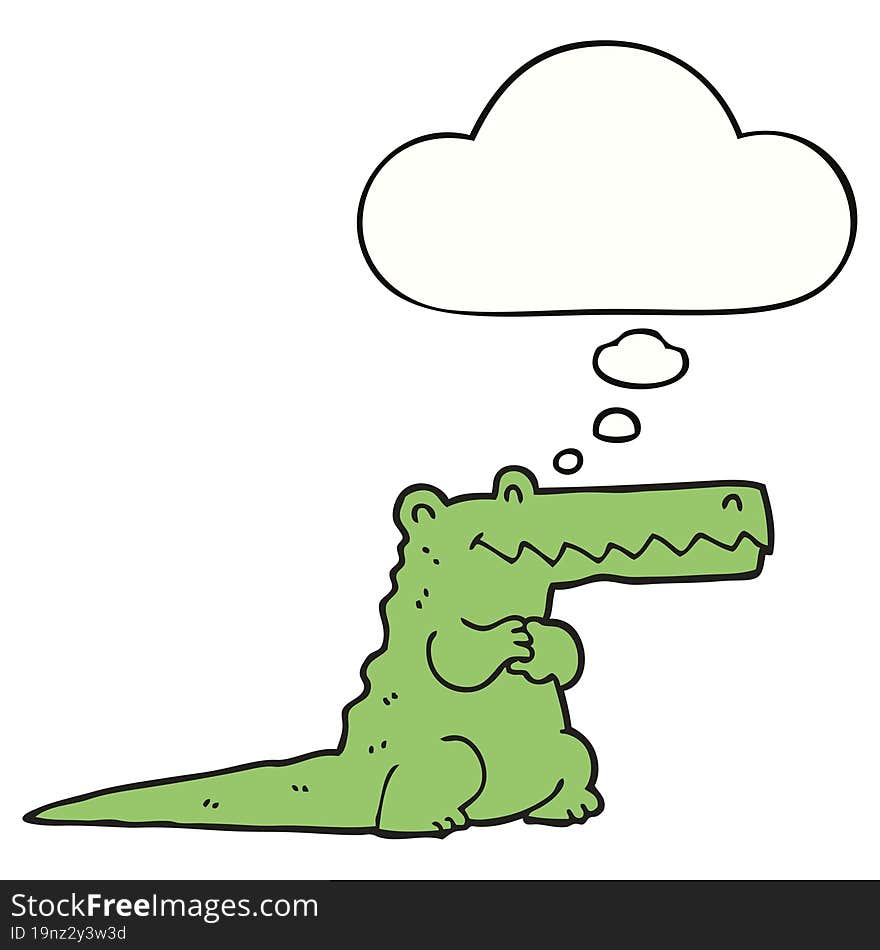 cartoon crocodile and thought bubble