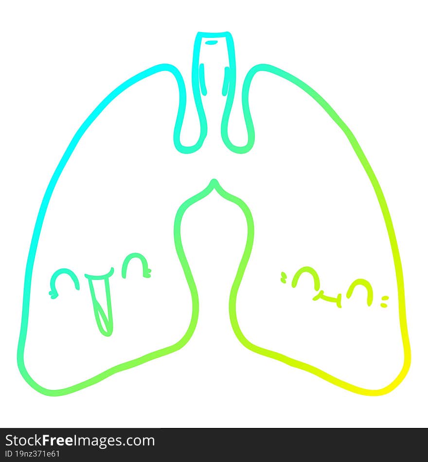 cold gradient line drawing cartoon lungs