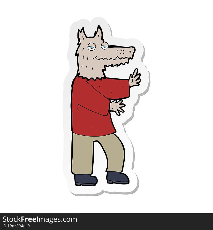 sticker of a cartoon werewolf