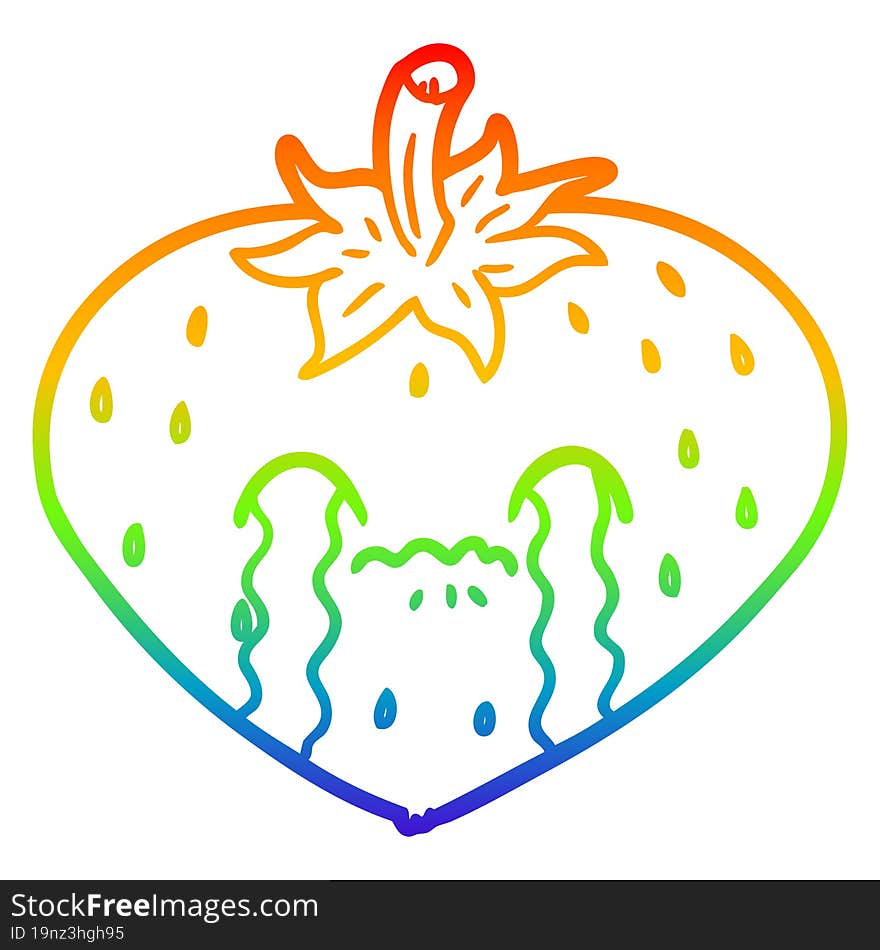 rainbow gradient line drawing cartoon strawberry