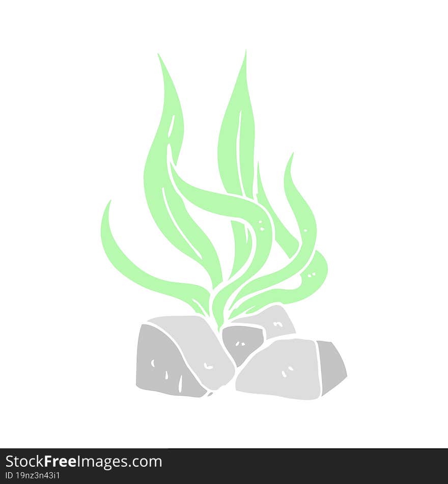 flat color illustration of a cartoon seaweed