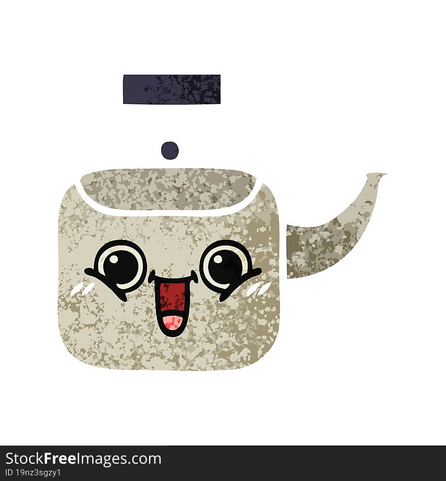 retro illustration style cartoon of a kettle