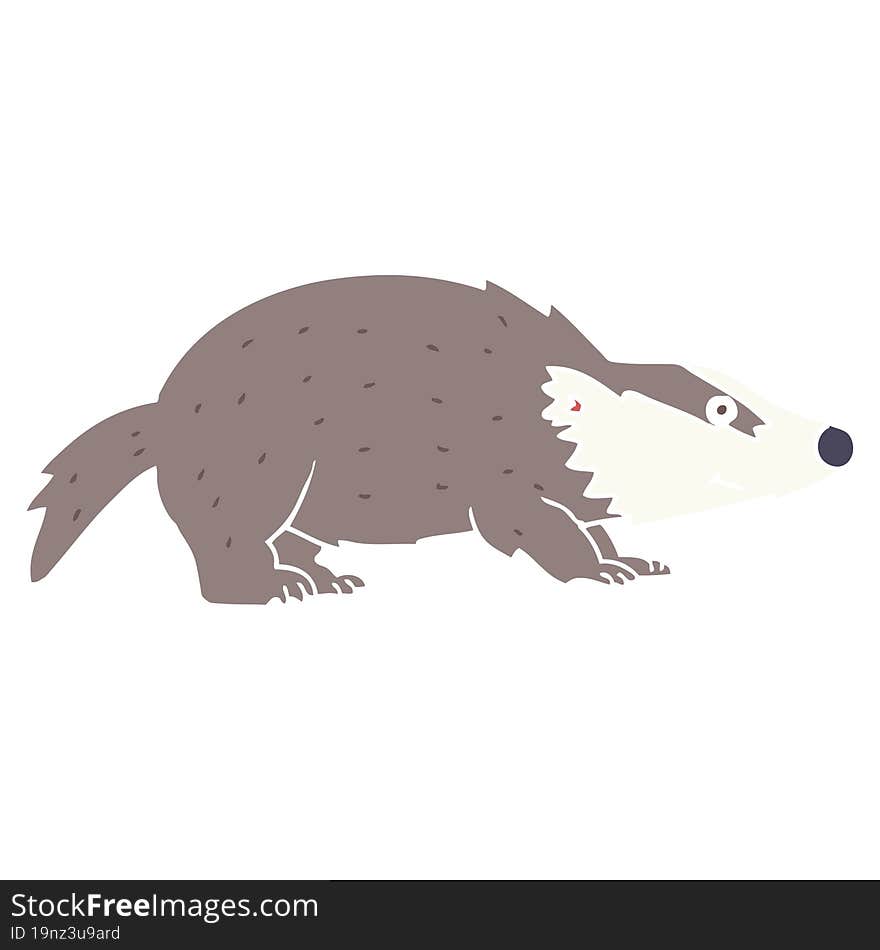 flat color style cartoon badger