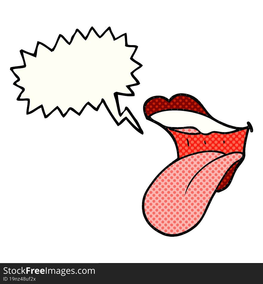 comic book speech bubble cartoon mouth sticking out tongue