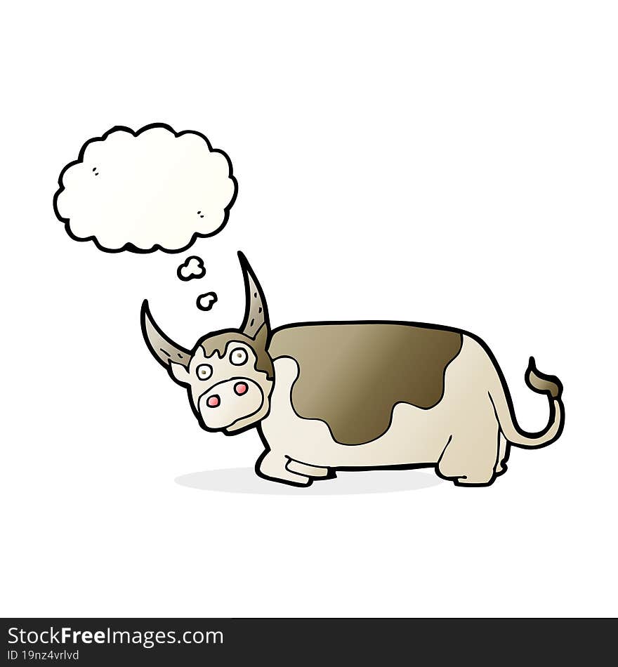 cartoon bull with thought bubble