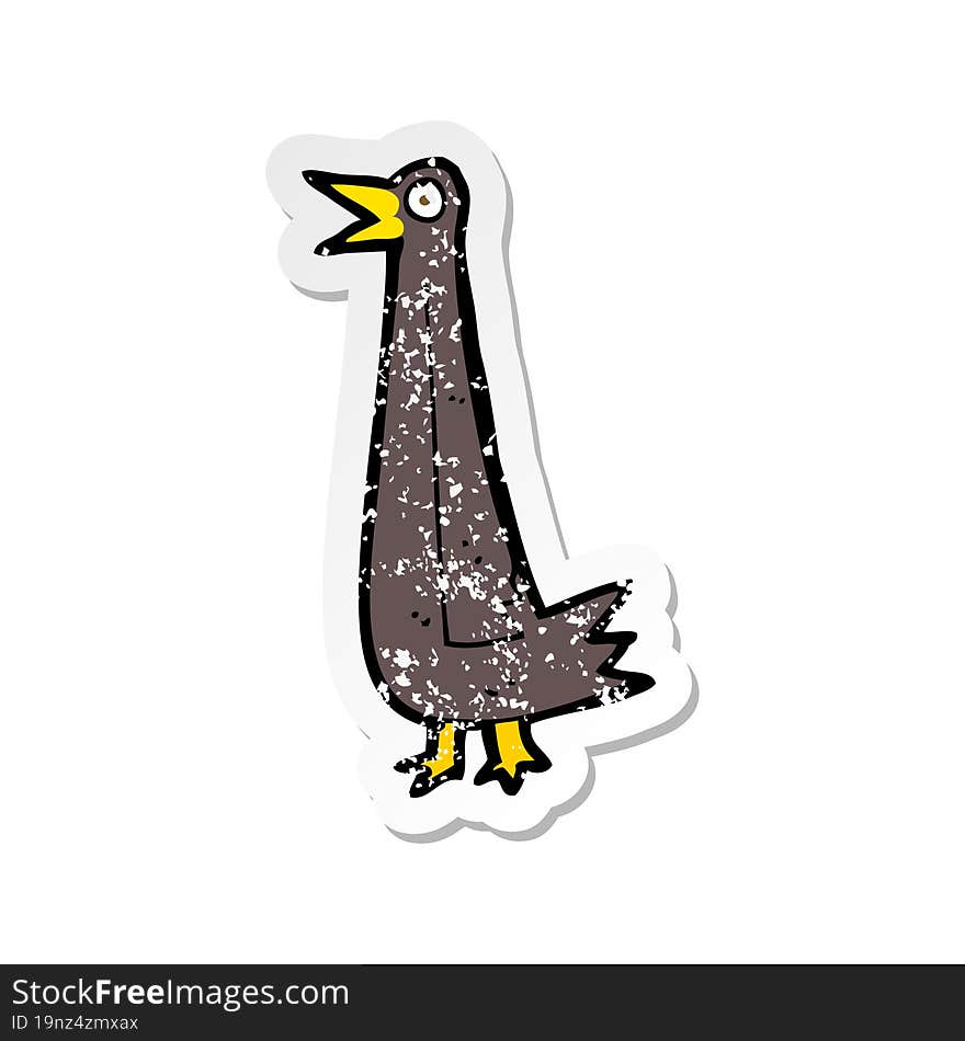 retro distressed sticker of a funny cartoon bird