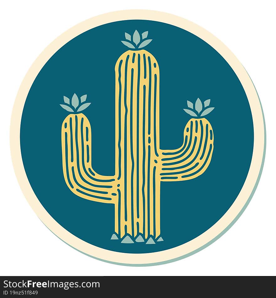 Tattoo Style Sticker Of A Cactus