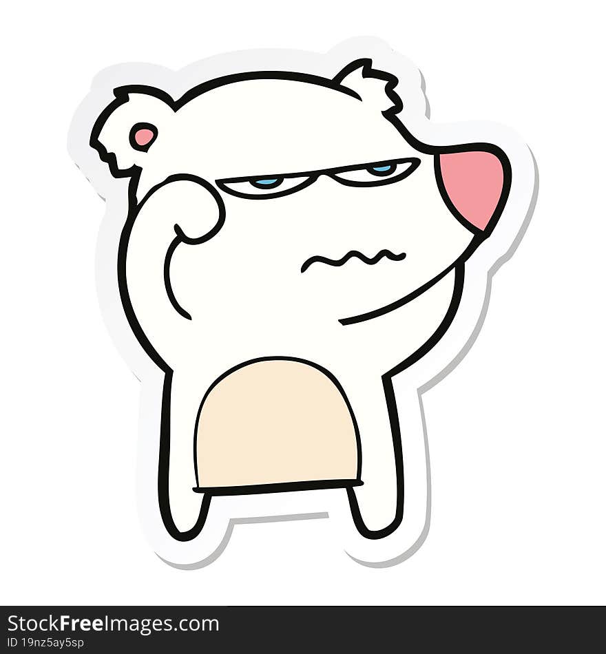 sticker of a angry bear polar cartoon