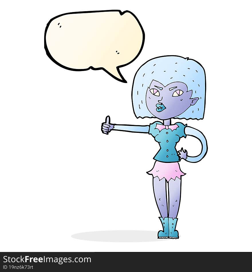 Cartoon Vampire Girl Giving Thumbs Up With Speech Bubble