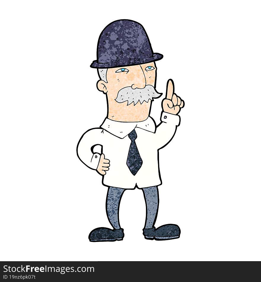 cartoon man in bowler hat