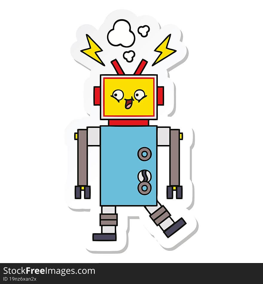 Sticker Of A Cute Cartoon Robot