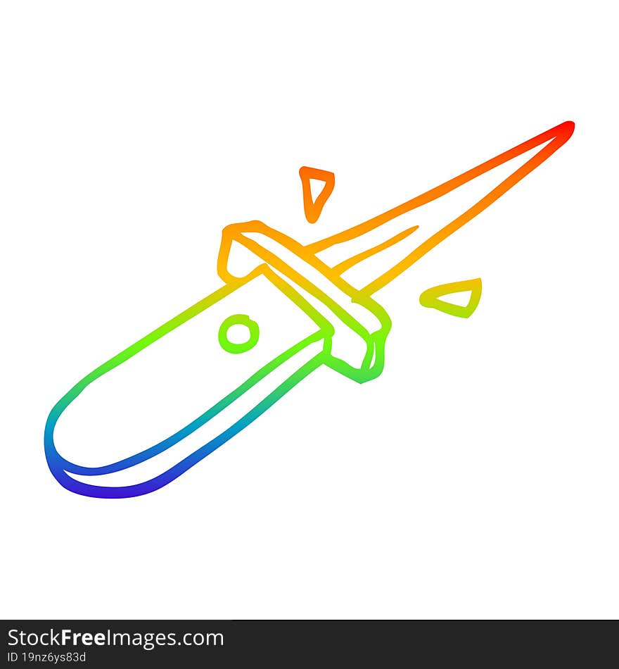 rainbow gradient line drawing cartoon flick knife snapping open