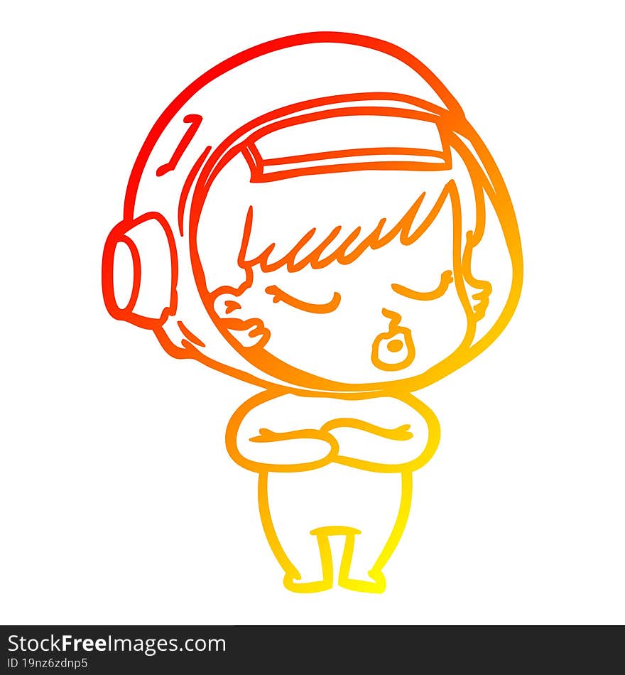 warm gradient line drawing cartoon pretty astronaut girl