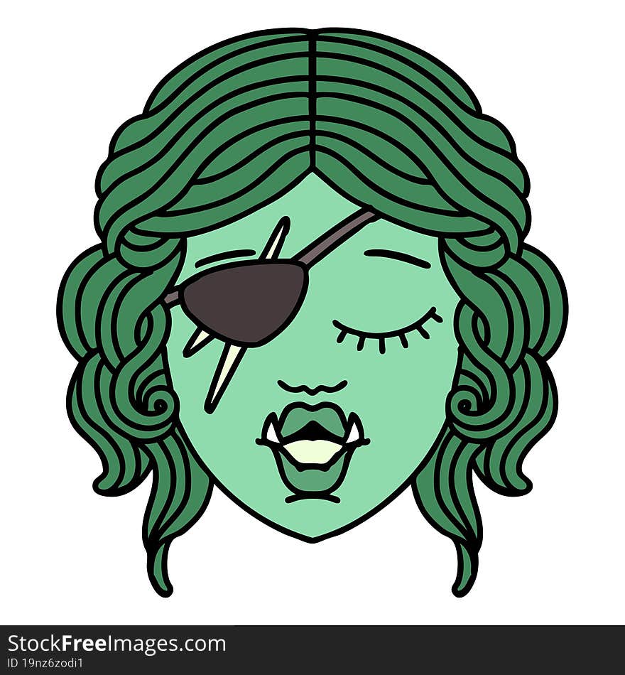 Retro Tattoo Style orc rogue character face. Retro Tattoo Style orc rogue character face