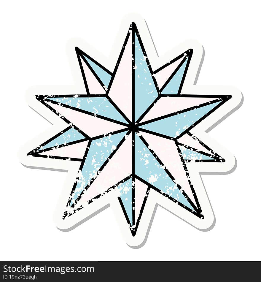 traditional distressed sticker tattoo of a star