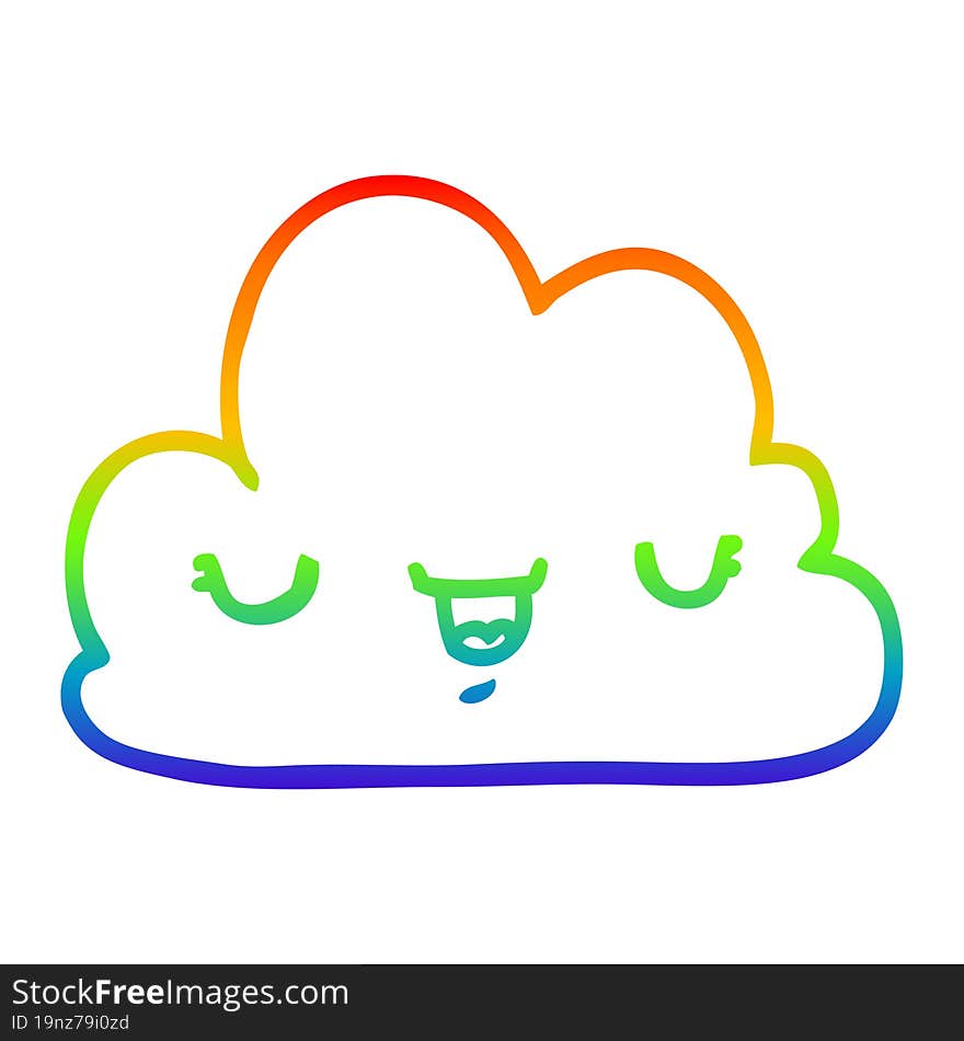 rainbow gradient line drawing cute cartoon cloud