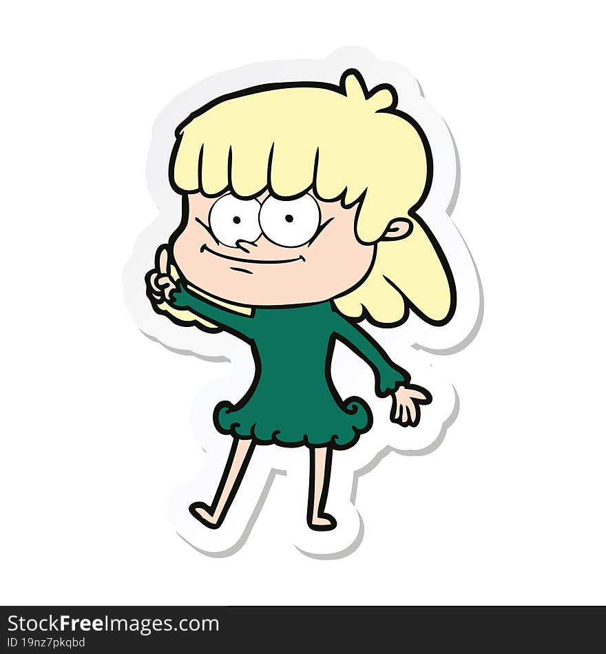 sticker of a cartoon smiling woman