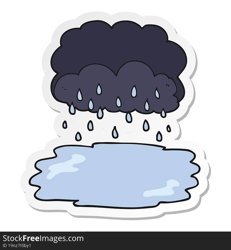 sticker of a cartoon rain cloud