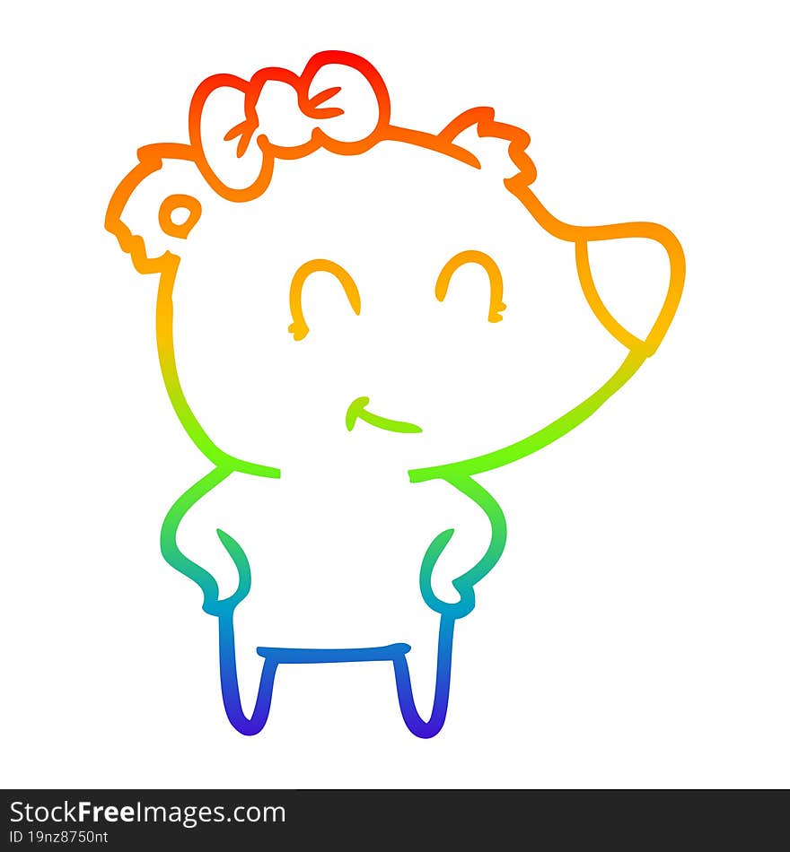 rainbow gradient line drawing female bear cartoon