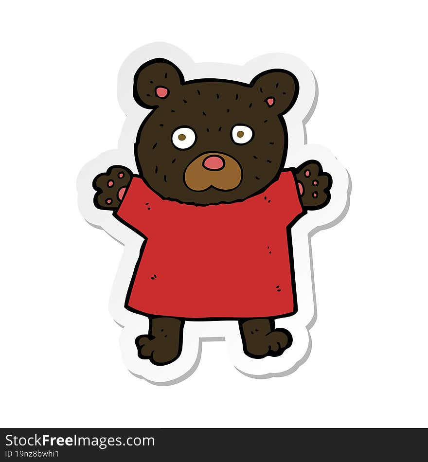 sticker of a cartoon cute black bear