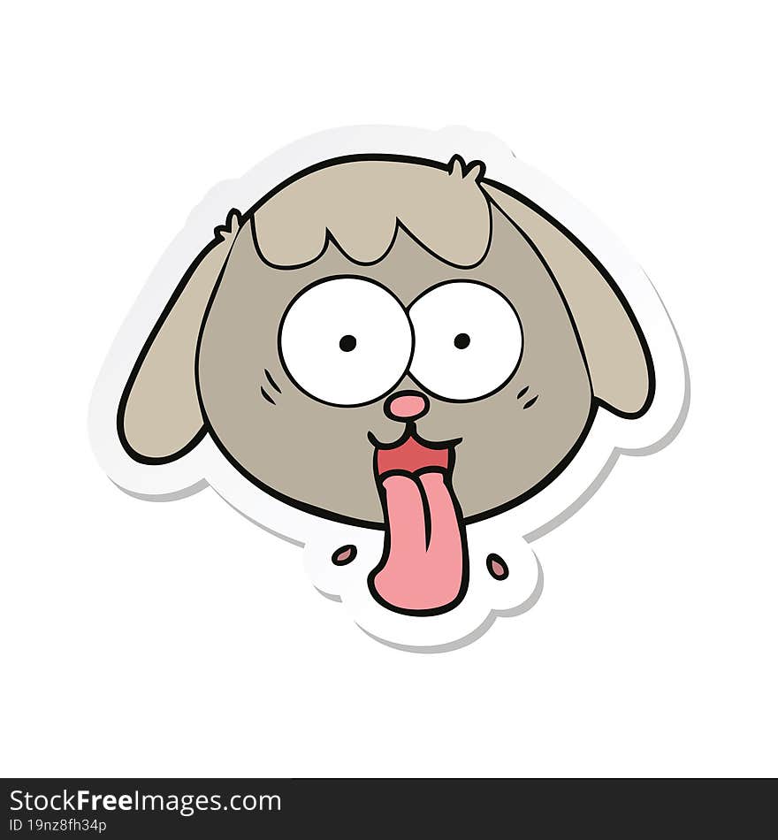 sticker of a cartoon dog face panting