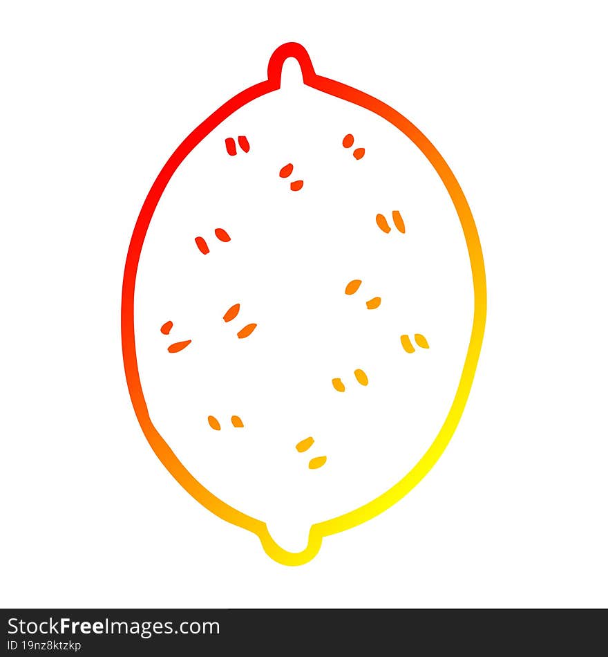 warm gradient line drawing cartoon lemon fruit