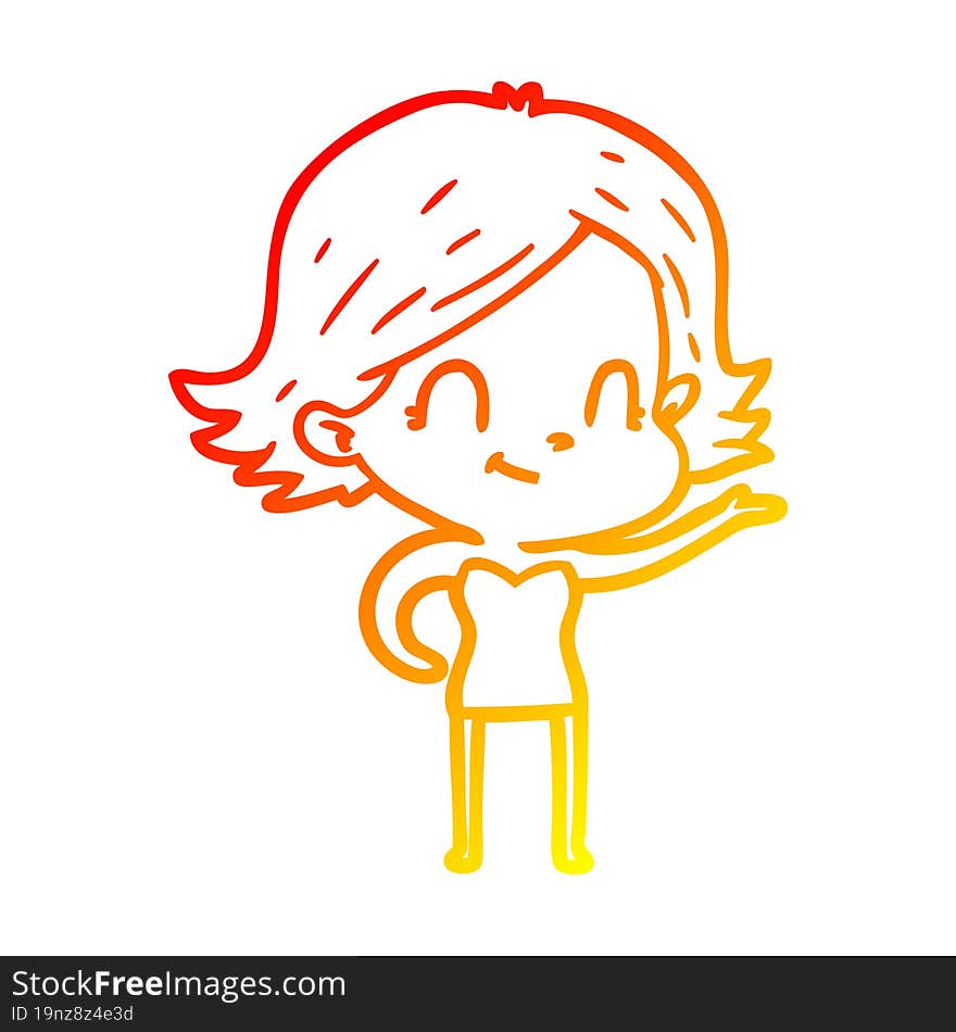 warm gradient line drawing cartoon friendly girl