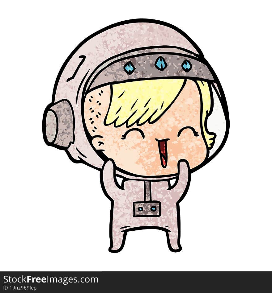 cartoon laughing astronaut girl. cartoon laughing astronaut girl