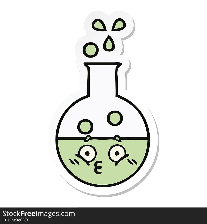 Sticker Of A Cute Cartoon Test Tube