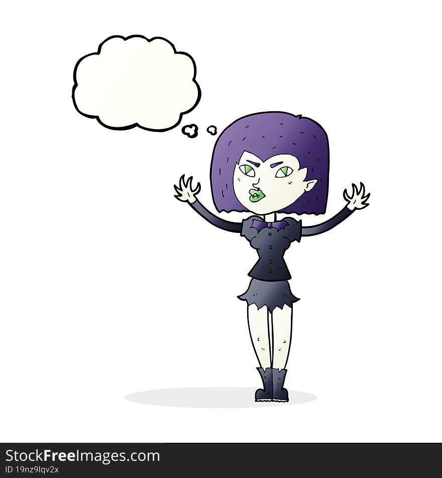 Cartoon Vampire Girl With Thought Bubble