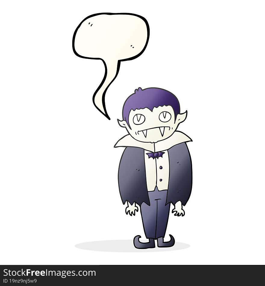 freehand drawn speech bubble cartoon vampire boy