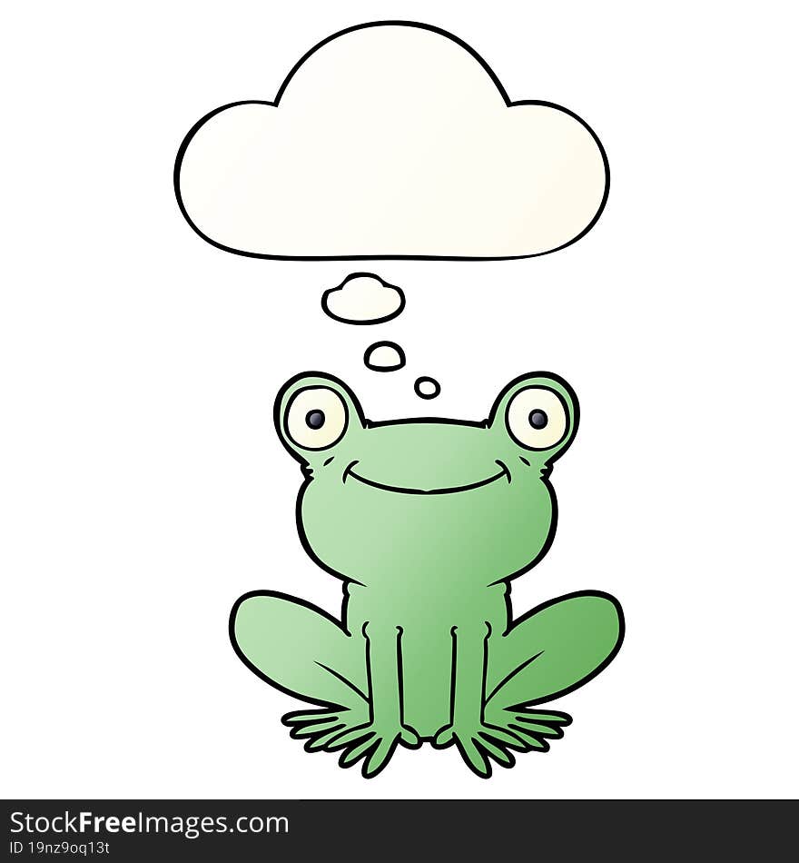 cartoon frog and thought bubble in smooth gradient style