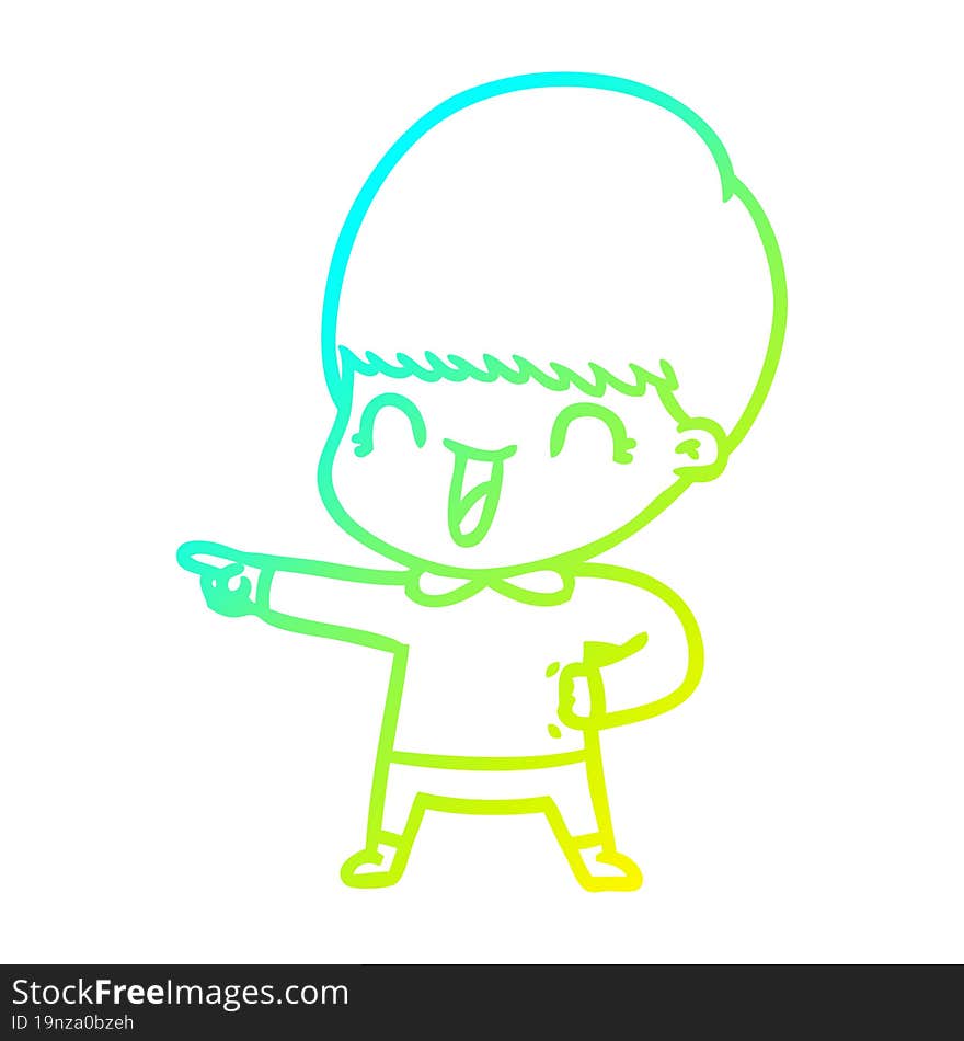 cold gradient line drawing happy cartoon boy