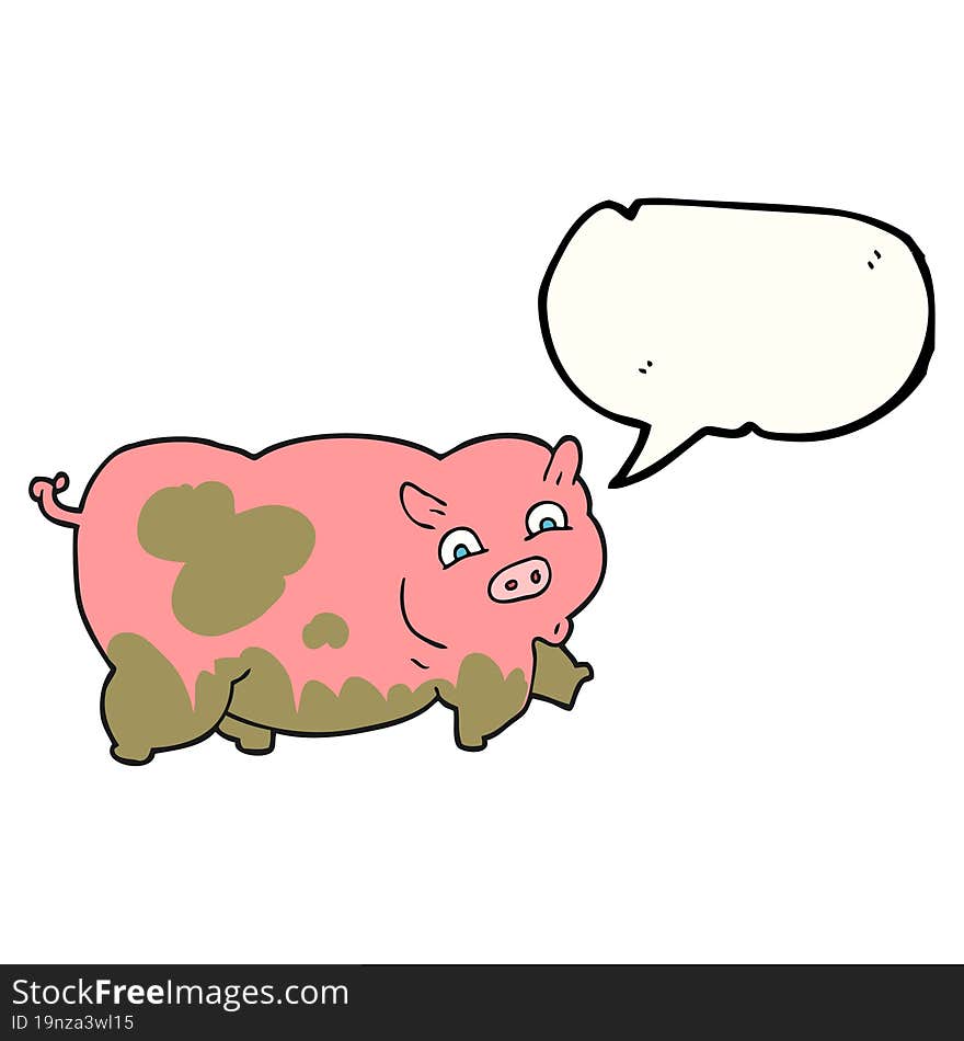 freehand drawn speech bubble cartoon pig