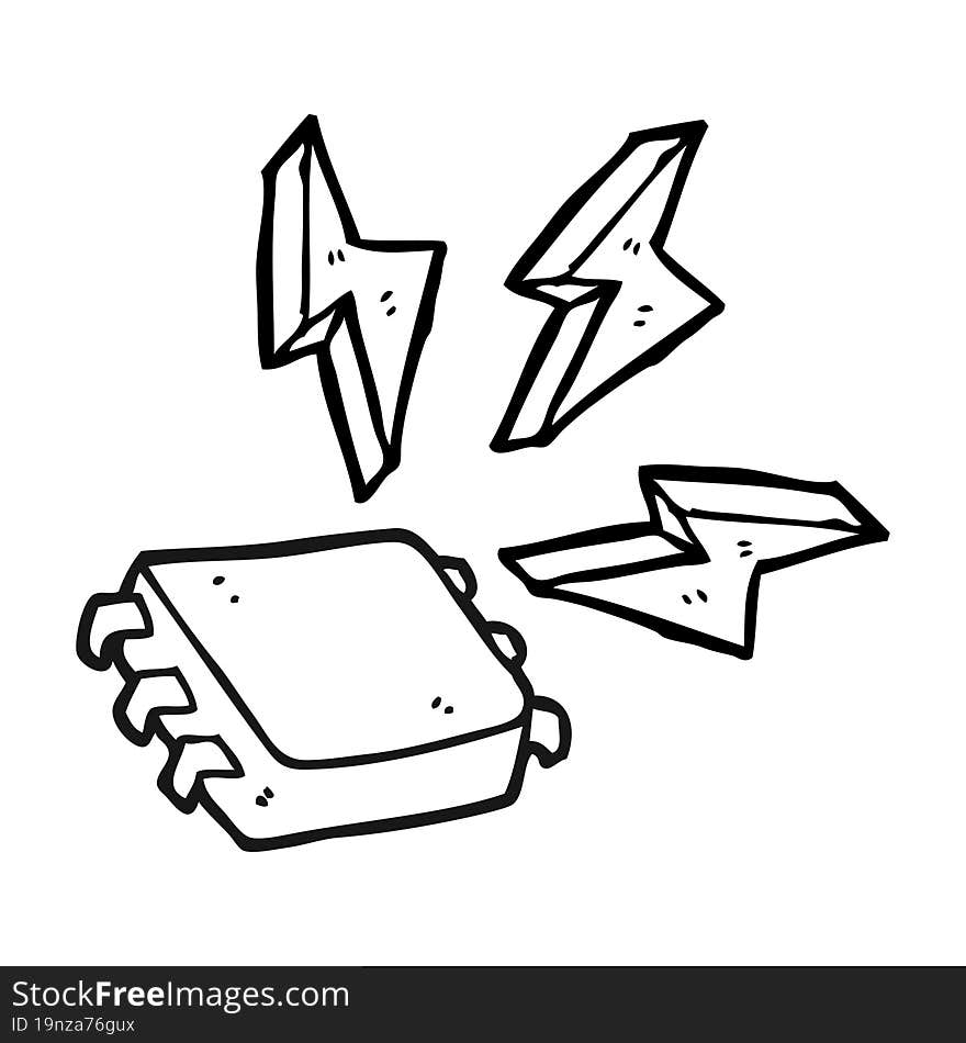 black and white cartoon computer chip