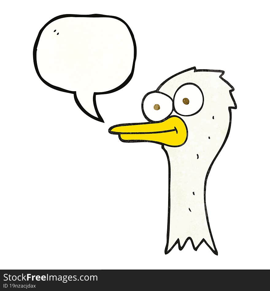 freehand speech bubble textured cartoon ostrich head