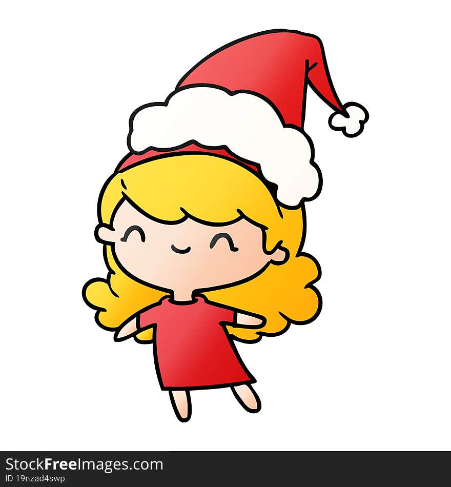 Christmas Gradient Cartoon Of Kawaii Girl