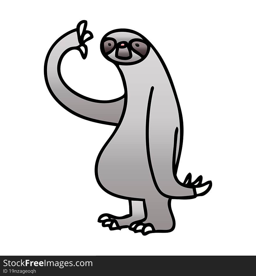 gradient shaded quirky cartoon sloth. gradient shaded quirky cartoon sloth