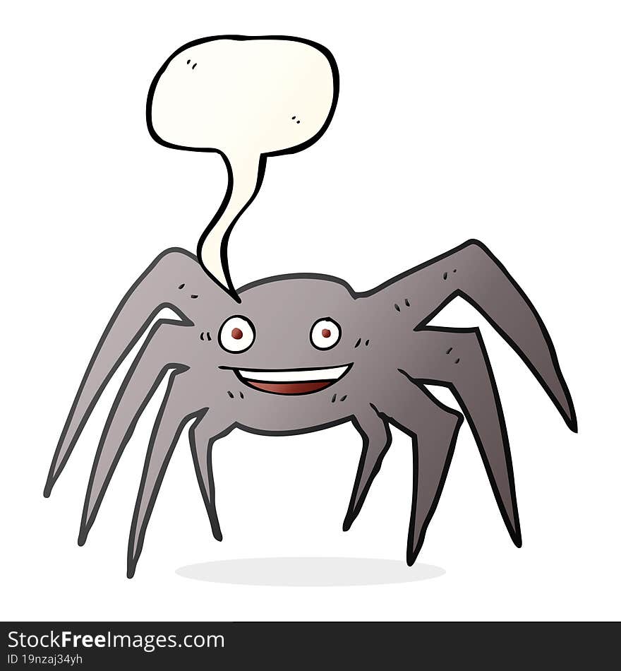 freehand drawn speech bubble cartoon happy spider