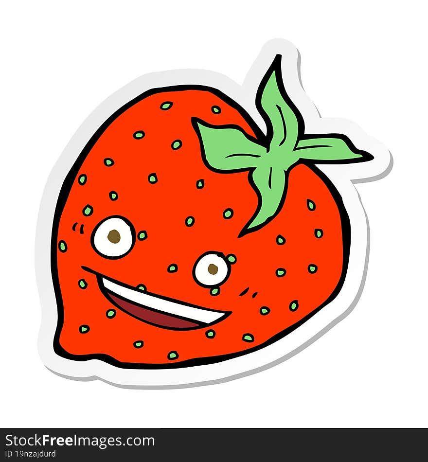 sticker of a cartoon strawberry