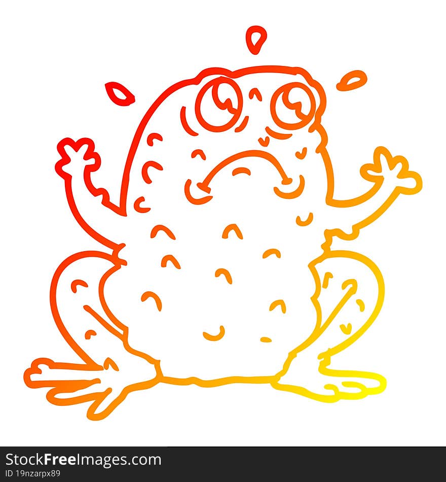 warm gradient line drawing cartoon nervous toad