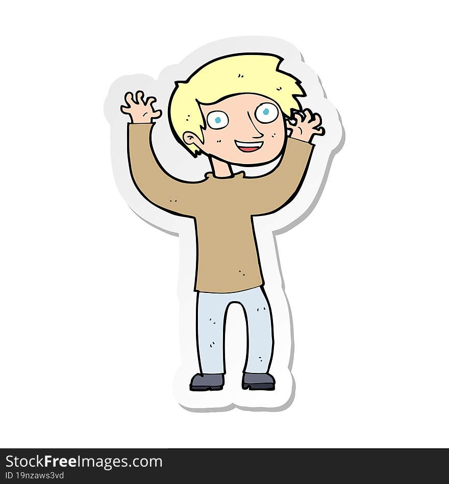 sticker of a cartoon happy man