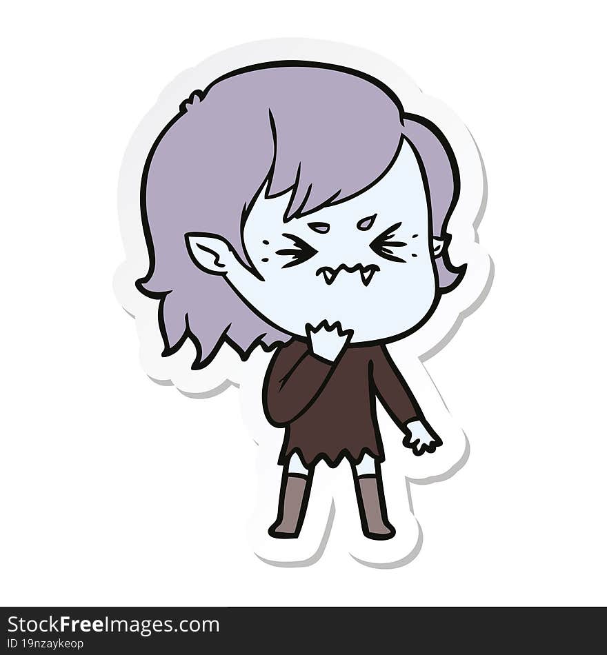 Sticker Of A Annoyed Cartoon Vampire Girl