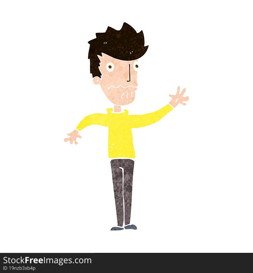 Cartoon Worried Man Reaching Out