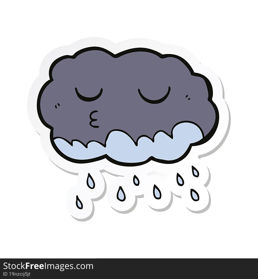 sticker of a cartoon rain cloud