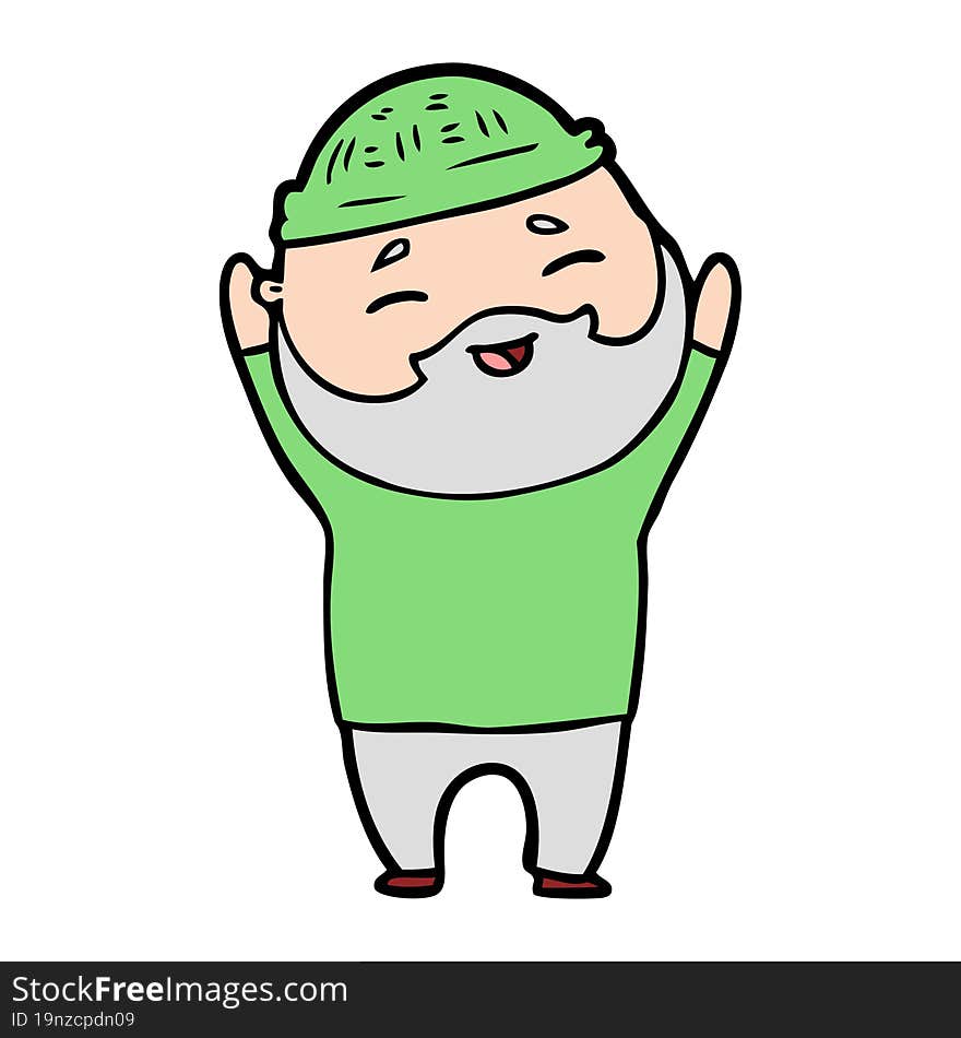 cartoon happy bearded man. cartoon happy bearded man