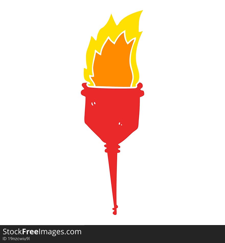 Flat Color Style Cartoon Flaming Torch